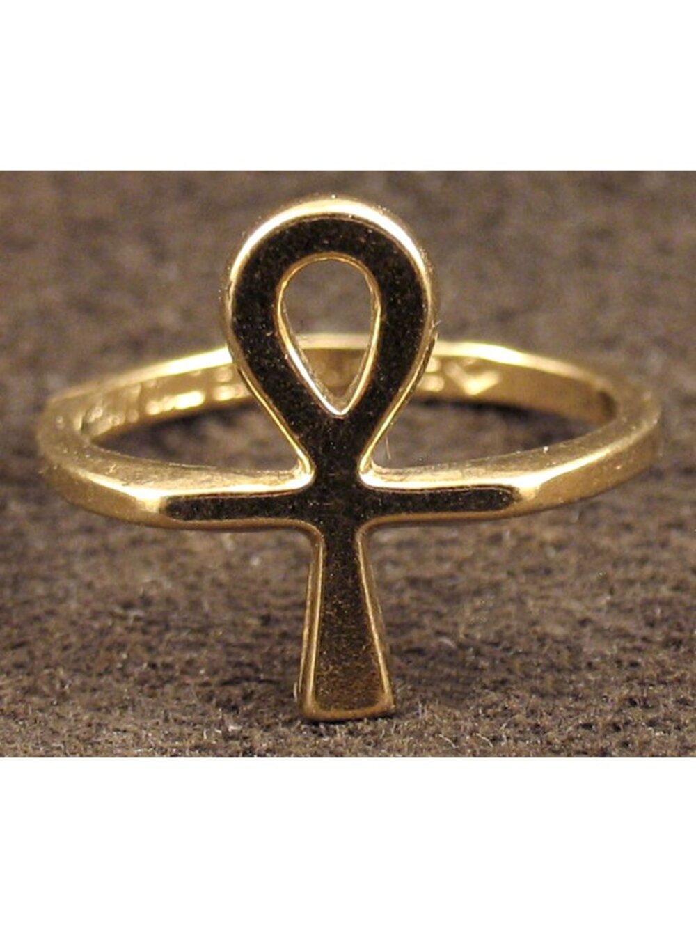 Vtg 1970s Vargas Ankh Key of Life Ring 18K HGE NOS Size 8 Egyptian Revival